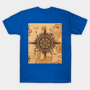 Old Retro Compass Signpost Viking T-Shirt